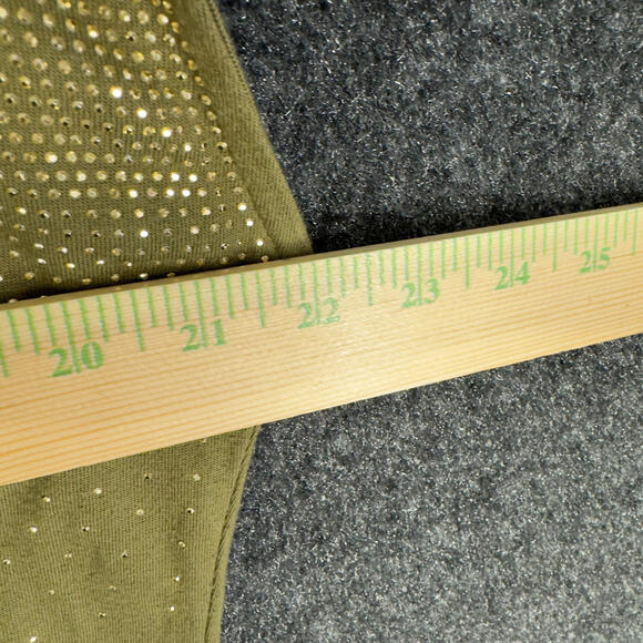 Dressbarn T-Shirt Women L Large Green Rhinestone Short Sleeve Rayon Casual - Picture 3 of 7